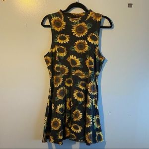 Mockneck sunflower skater dress